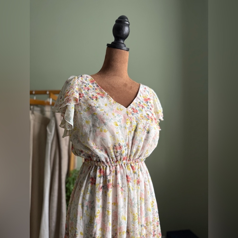 Charlotte Russe Pink High Low Sundress V-Neck Cap Sleeve - Picture 3 of 14